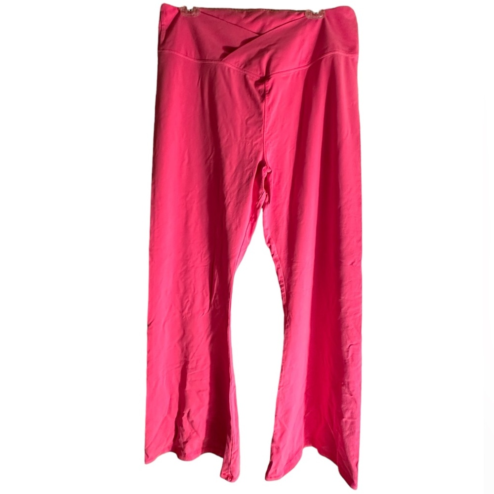 pink victoria secret cross over pink flare leggings